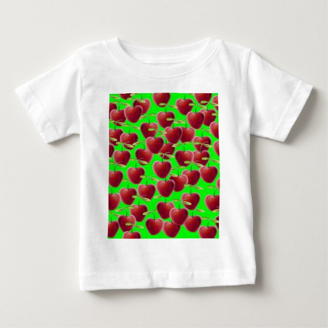 Camiseta Para Bebê Verde limão Cherry Splash (Frente)