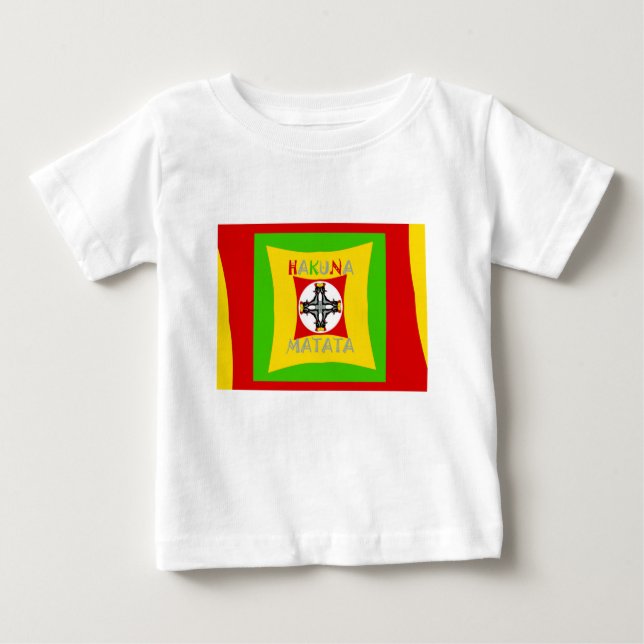 Camiseta Para Bebê Verde Ouro Vermelho de cor rasta (Frente)