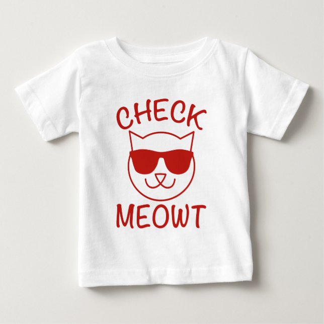 Camiseta Para Bebê Verifique Meowt! (Frente)