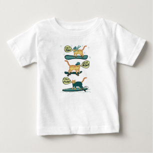 Camiseta Para Bebê Verifique Meowt! Gato de gato malhado do Snowboard
