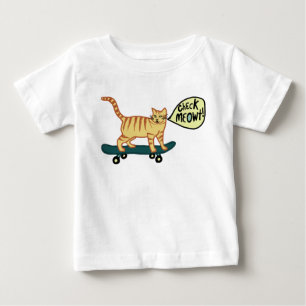 Camiseta Para Bebê Verifique Meowt Punny Skateboarding Tabby Cat T Sh