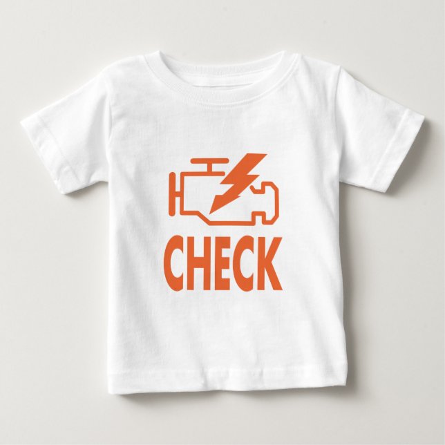 Camiseta Para Bebê Verifique o motor (Frente)
