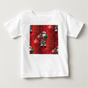 Camiseta Para Bebê vermelho africano de claus do leopardo do papai