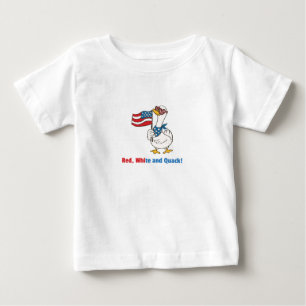Camiseta Para Bebê Vermelho, Branco e Quack! Gráfico de Pato Patrióti