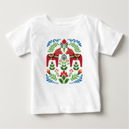 Camiseta Para Bebê Vermelho Dala Sueco