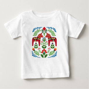 Camiseta Para Bebê Vermelho Dala Sueco