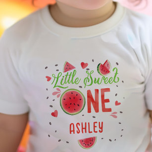 Camiseta Para Bebê Vermelho de Verão num melão, primeiro aniversario 