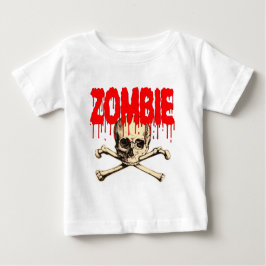 Camiseta Para Bebê Vermelho do crânio do zombi
