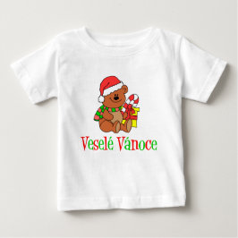 Camiseta Para Bebê Vesele Vanoce Urso de Natal checo
