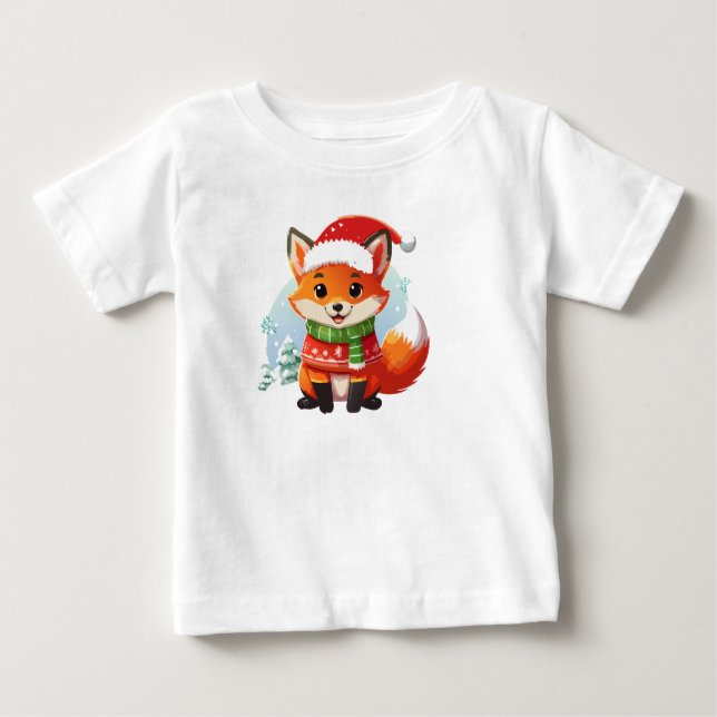 Camiseta Para Bebê Véspera de Natal da Pequena Raposa (Frente)