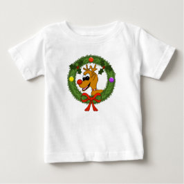 Camiseta Para Bebê Vestido com Babado e Rena na Coroa para Criança