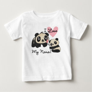 Camiseta Para Bebê Vestido com babados para crianças Pandas eu amo mi