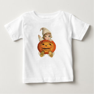 Camiseta Para Bebê Vestido de Babá Vintage Adorável de Halloween com