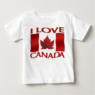Camiseta Para Bebê Vestido de Bebê Eu Amo Canadá Roupas de Bebê Canad