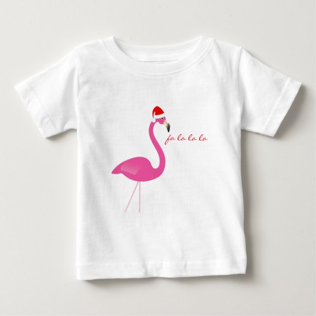 Camiseta Para Bebê Vestido de bebê Fa la la la Flamingo Holiday (Frente)