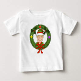 Camiseta Para Bebê Vestido de Criança com Babado e Elfo Feliz em Grin