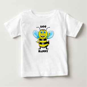 Camiseta Para Bebê Vestido de Criança Feliz Abelha