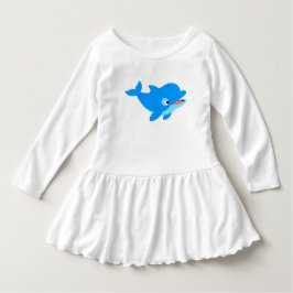 Camiseta Para Bebê Vestido de golfinho de desenho animado curioso fof