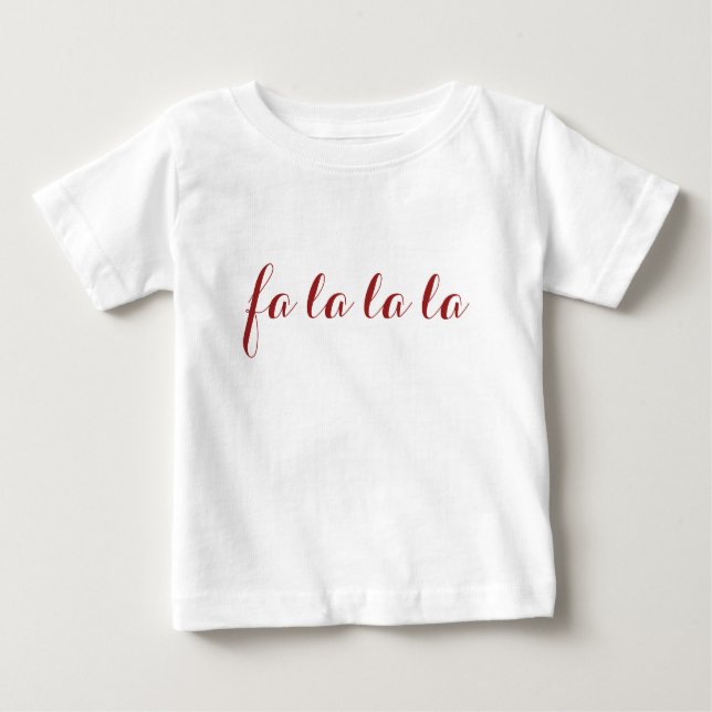 Camiseta Para Bebê Vestido de Natal da Bebê Fa la la la (Frente)