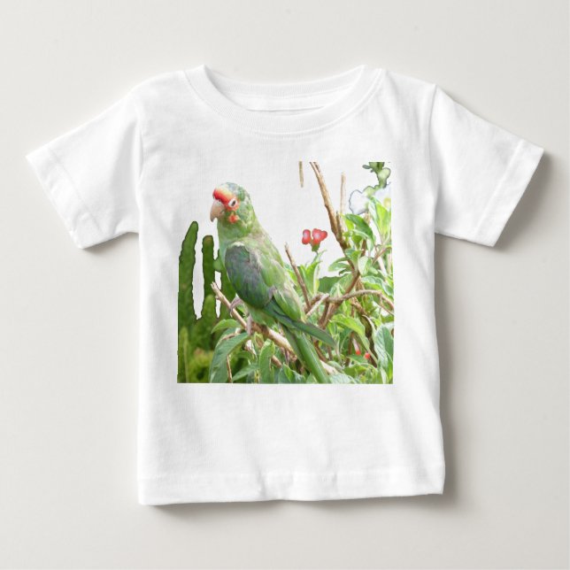 Camiseta Para Bebê Vestido de Pássaro Roxo Verde Lorikeet (Frente)