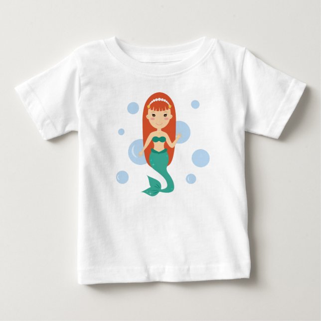Camiseta Para Bebê Vestido de princesa sereia fofa menina bebê tutu (Frente)