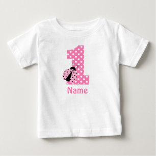 Camiseta Para Bebê Vestido personalizado joaninha do rosa da menina
