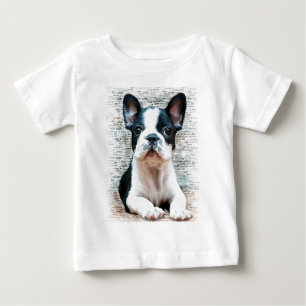 Camiseta Para Bebê Vestido sem mangas do bebê do buldogue francês