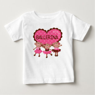 Camiseta Para Bebê Vestido sem mangas para menina de ballet de macaco