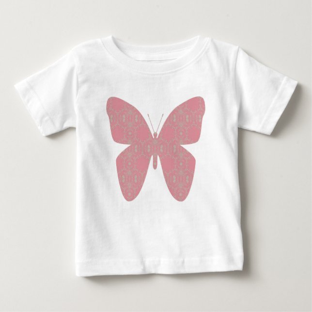 Camiseta Para Bebê Vestimento Da Borboleta Rosa (Frente)