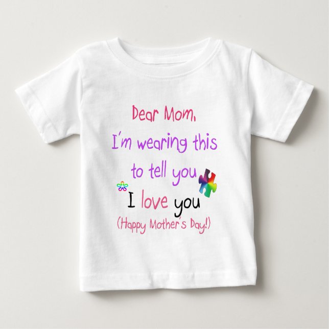 Camiseta Para Bebê Vestir uma carta de amor à mamã (Frente)