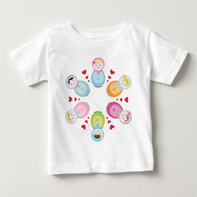 Camiseta Para Bebê VESTUÁRIO: bonecas de babushka - mandala (Frente)
