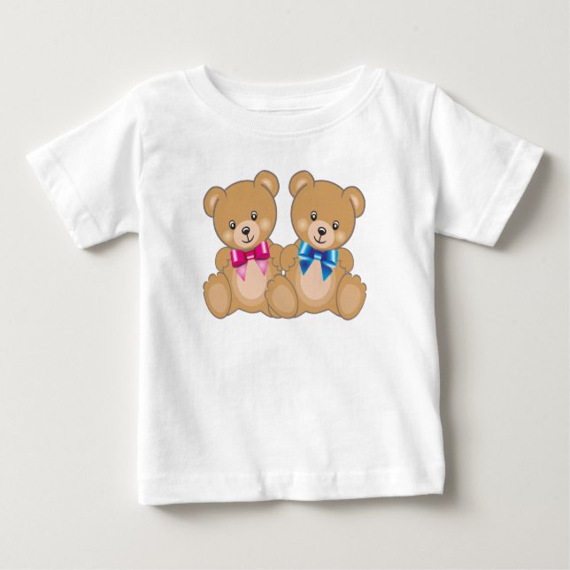 Camiseta Para Bebê Vestuário de bebê com ursos peludos (Frente)