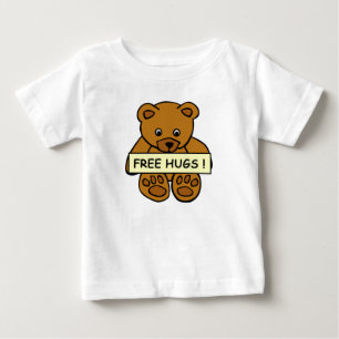 Camiseta Para Bebê Vestuário de bebê Ursinho Free Hugs