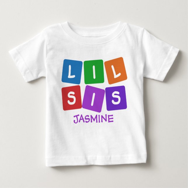 Camiseta Para Bebê Vestuário do Little Sis PERSONALIZADO NAME (Frente)