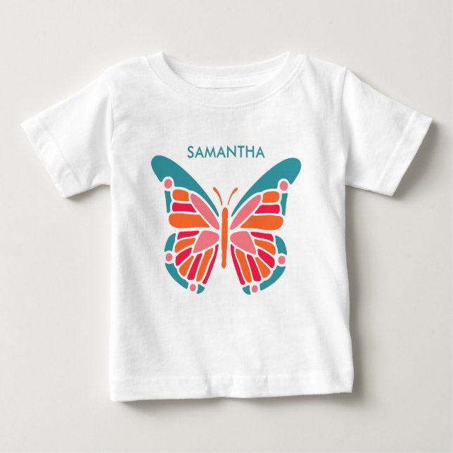 Camiseta Para Bebê Vestuário personalizado de nome de borboleta estil (Frente)