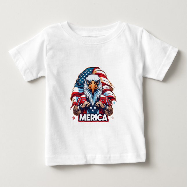 Camiseta Para Bebê Veteranos Bandeira Americana Merica Águia Patrióti (Frente)