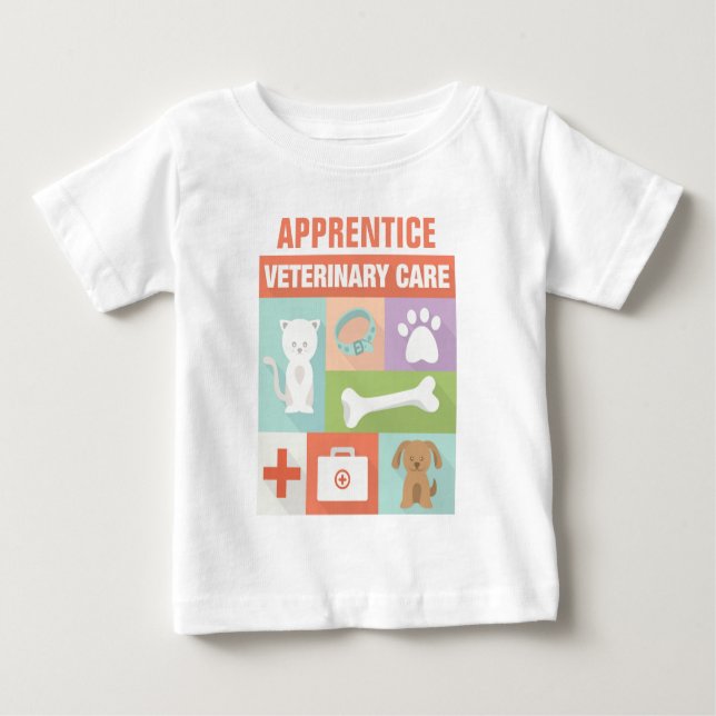Camiseta Para Bebê Veterinária Profissional Icônica Projetada Persona (Frente)