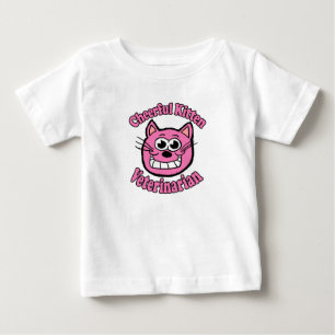 Camiseta Para Bebê Veterinário de Gatinho Alegre