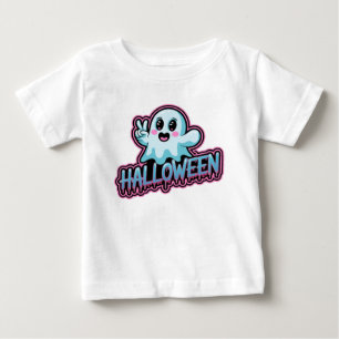 Camiseta Para Bebê Vetor de neon halloween brilhante