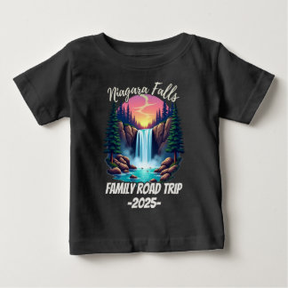 Camiseta Para Bebê Viagem de carro para cachoeira de niagara férias e