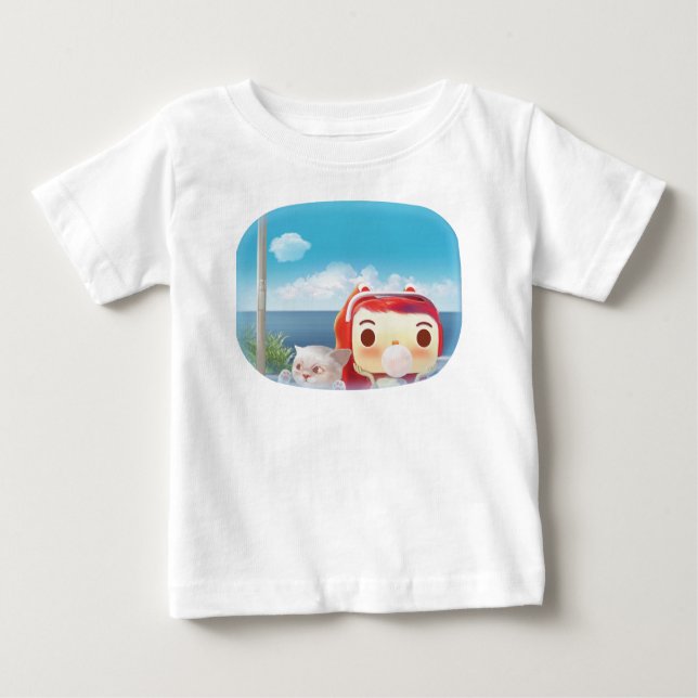 Camiseta Para Bebê Viagem de Trem com Gato (Frente)