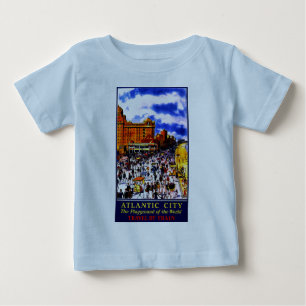 Camiseta Para Bebê Viagem de Trem Vintage Atlantic City