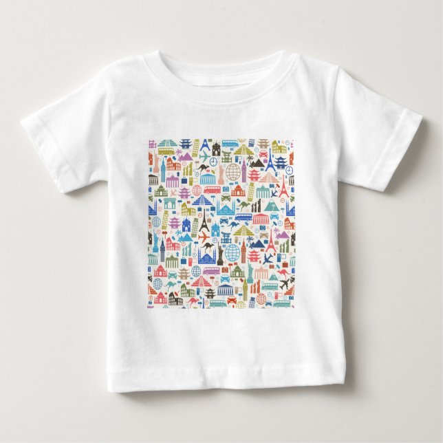 Camiseta Para Bebê viagem mundial (Frente)