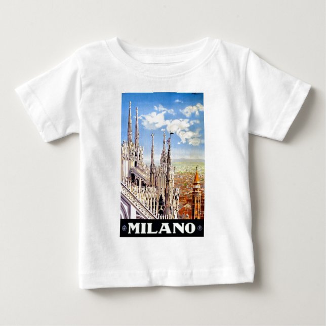 Camiseta Para Bebê Viagem Vintage Milano (Frente)