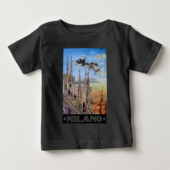 Camiseta Para Bebê Viagem Vintage Milano (Frente)