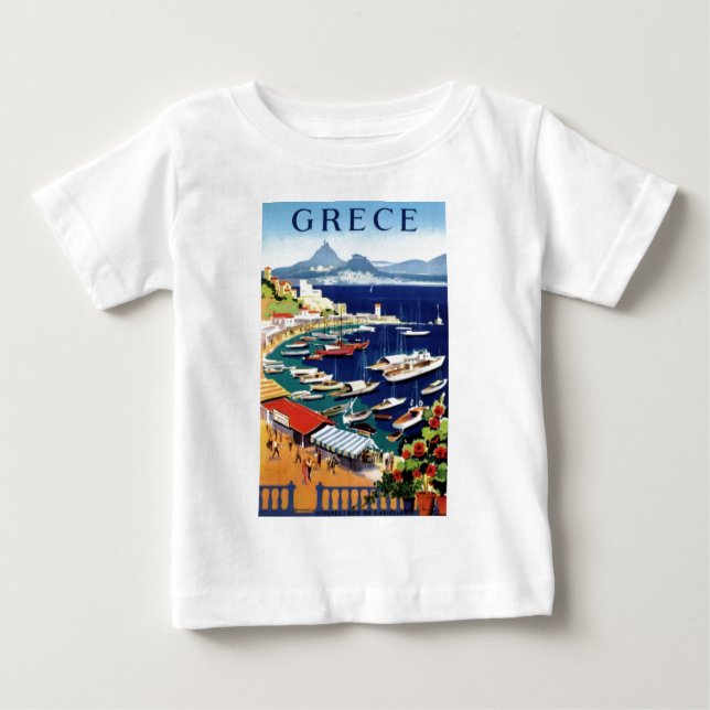 Camiseta Para Bebê Viagens vintage Atenas Grécia (Frente)