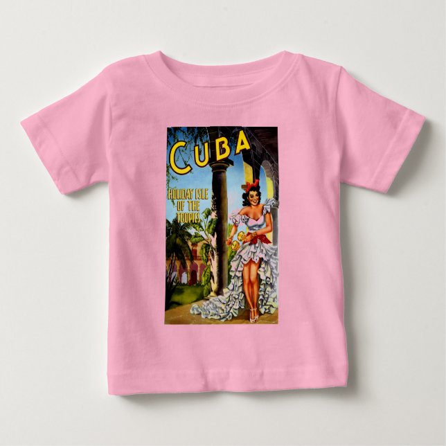 Camiseta Para Bebê Viagens vintage de Dançarino Cubano (Frente)