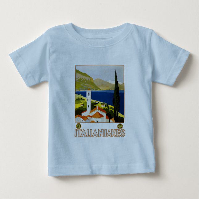 Camiseta Para Bebê Viagens vintage italiana dos lagos (Frente)