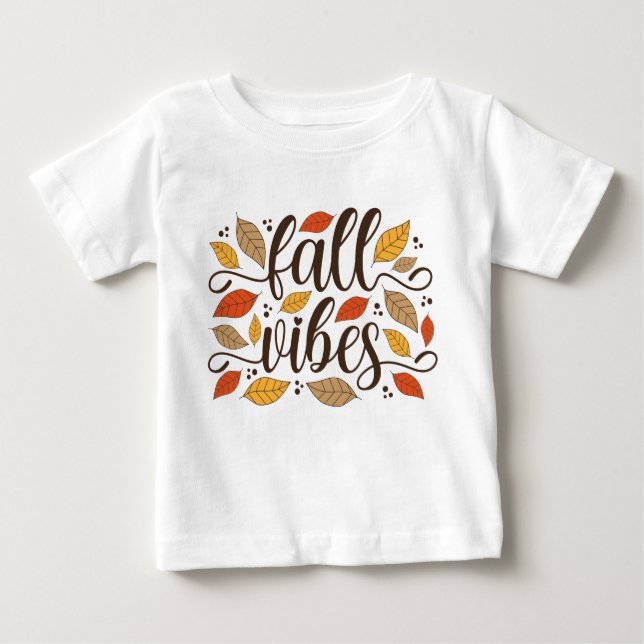 Camiseta Para Bebê Vibes de queda (Frente)