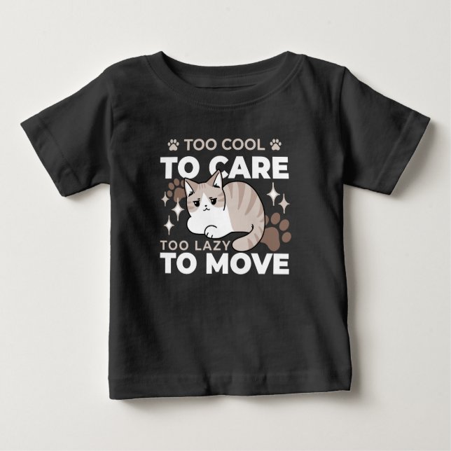 Camiseta Para Bebê Vibes relaxadas e preguiçosas para Design de gatin (Frente)